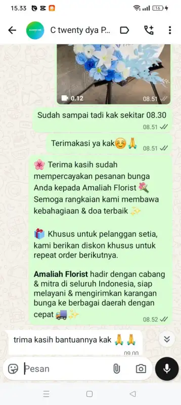 Testimonial krans bunga BANGKA