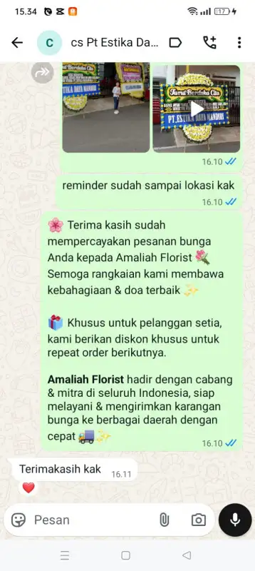 Testimonial Papan Bunga duka BANGKA